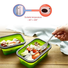 4pcs/set Silicone Rectangle Lunch Box Collapsible Bento Box Folding Food Container Bowl 300/500/800/1200ml for Dinnerware