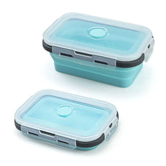 4pcs/set Silicone Rectangle Lunch Box Collapsible Bento Box Folding Food Container Bowl 300/500/800/1200ml for Dinnerware