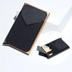 RFID Black Magic Trifold Leather Slim Mini Wallet