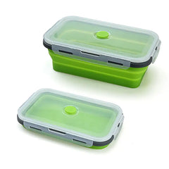 4pcs/set Silicone Rectangle Lunch Box Collapsible Bento Box Folding Food Container Bowl 300/500/800/1200ml for Dinnerware