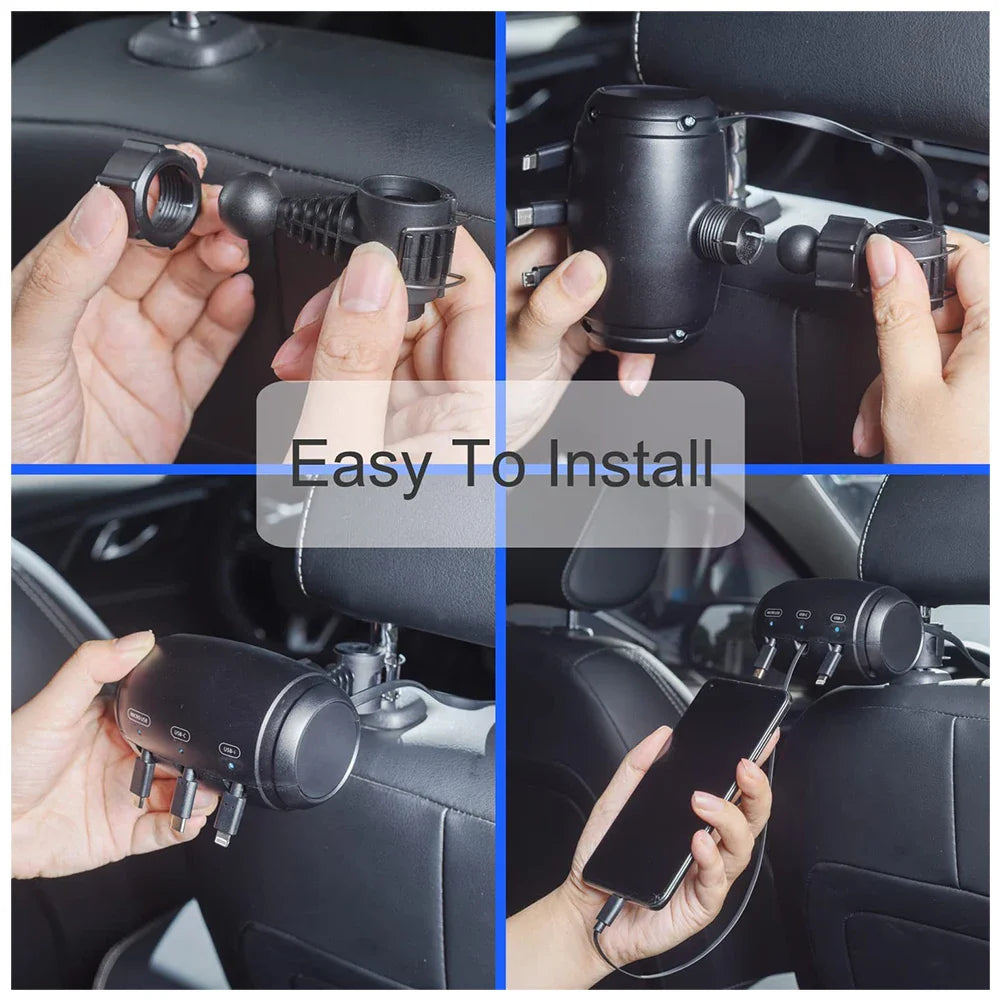 BackCharge™- 3-in-1 Retractable Car Backseat Charging Station