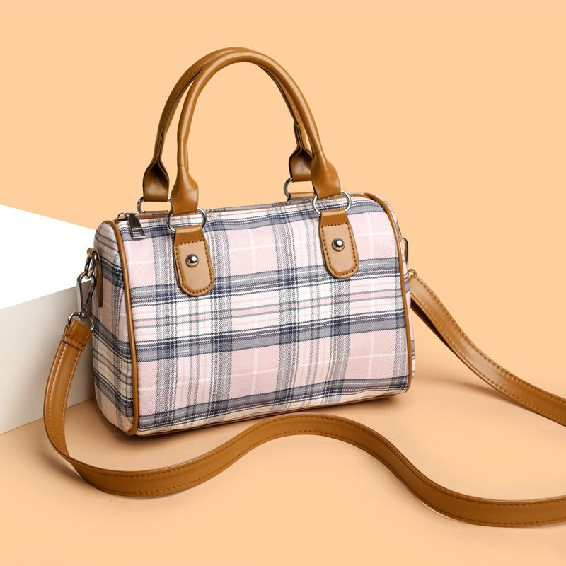 Plaid Academy Round Barrel Bag