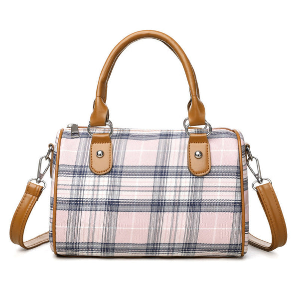 Plaid Academy Round Barrel Bag